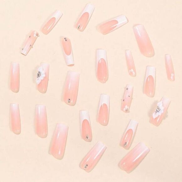 Elegant White and Pink Nail Art Set - Picture 4 of 12